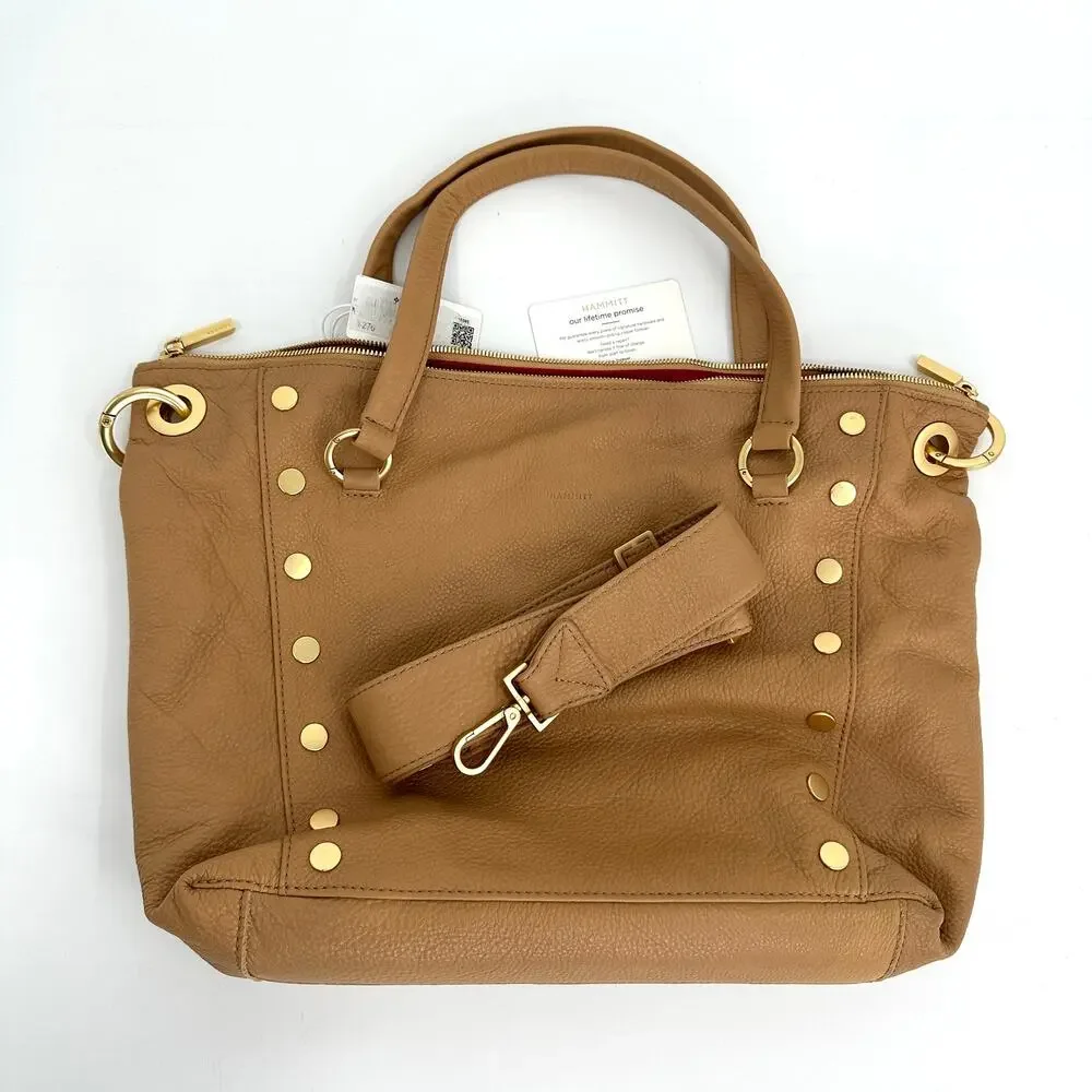 Hammitt Daniel Large Tan Toast Leather Studded Tote Brushed Gold Hardware NWT